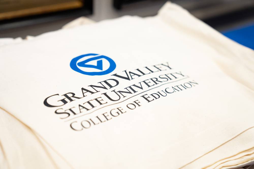 Close up of GVSU college of education shirt